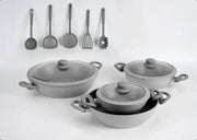 BAVARIA SET TEGAMI 13PZ GRIGIO 20/24/28/32CM INDUZIONE E SU TUTTI I TIPI DI COTTURA