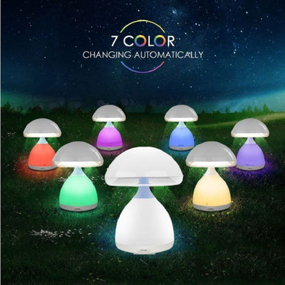 LUMINO LAMPADA FUNGO LED 7 COLORI RGB CROMOTERAPIA TAVOLO COMODINO SENZA FILI