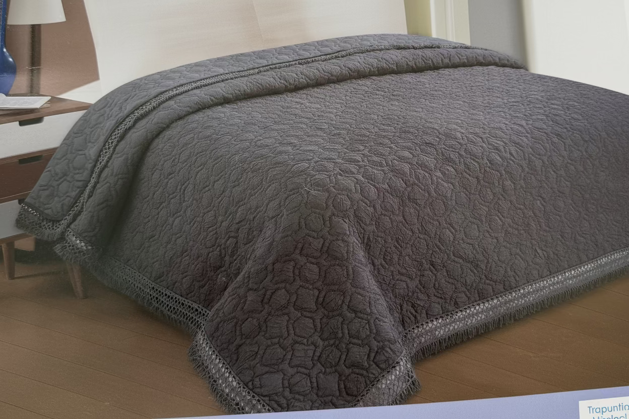 Trapuntino Matrimoniale Con Pizzo 250x250 cm