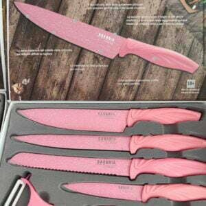 SET COLTELLI 6PZ CON MANICO COLORATO ROSA