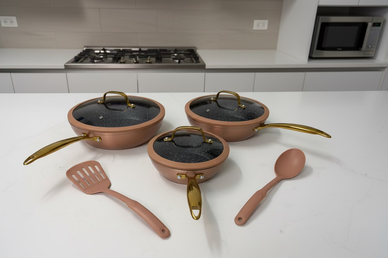 Bavaria Set di Padelle ALTO in Pietra Lavica con Coperchio Padella Antiaderente MAXI MISURE doppie Nero 20cm 24cm 28cm per Cucine a Gas e Induzione