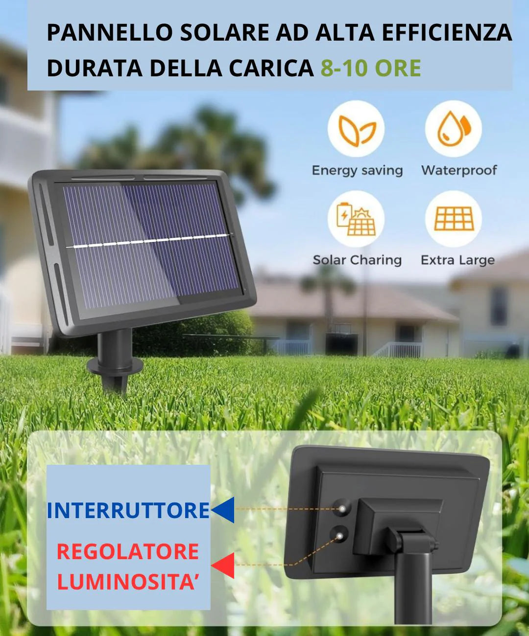 Catena luminosa 13m con pannello solare 15 lampadine potenti