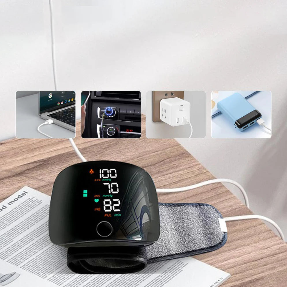 Misuratore di Pressione da Polso con Schermo LED e Voce in Italiano