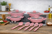 BAVARIA SET TEGAMI 13PZ ROSA 20/24/28/32CM INDUZIONE E SU TUTTI I TIPI DI COTTURA (Copia)