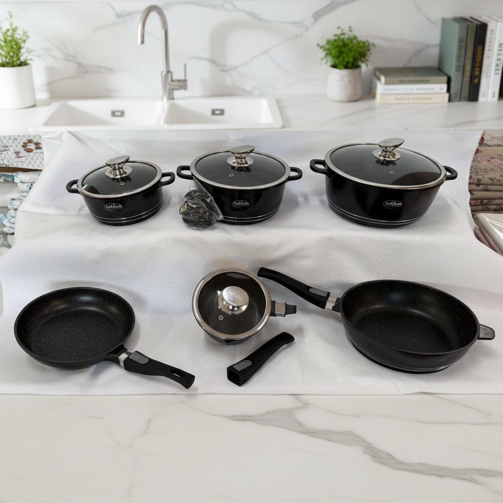 Set di utensili da cucina in alluminio pressofuso, 14 pezzi, rivestimento in marmo