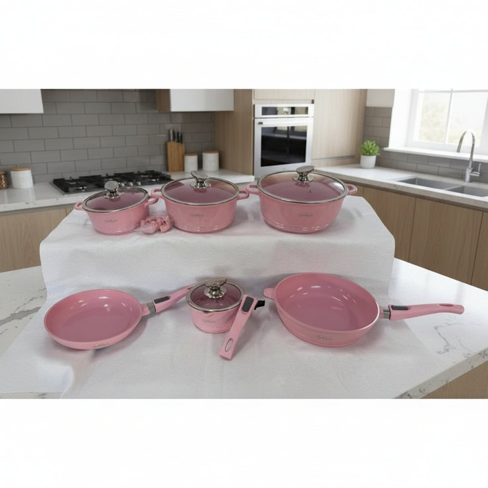 Set di utensili da cucina in alluminio pressofuso, 14 pezzi, rivestimento in marmo