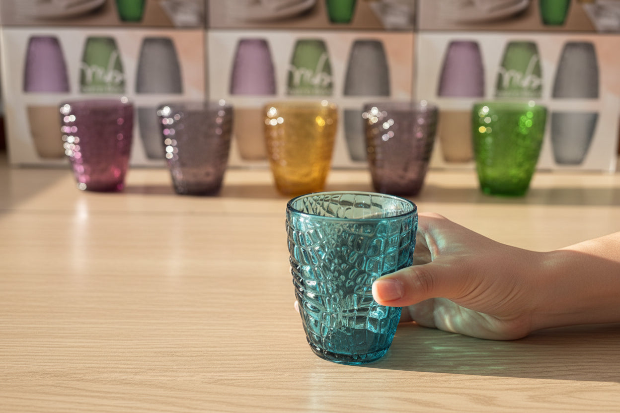 Set bicchieri in vetro 6 pezzi diversi colori Justice 300ml diversi colori