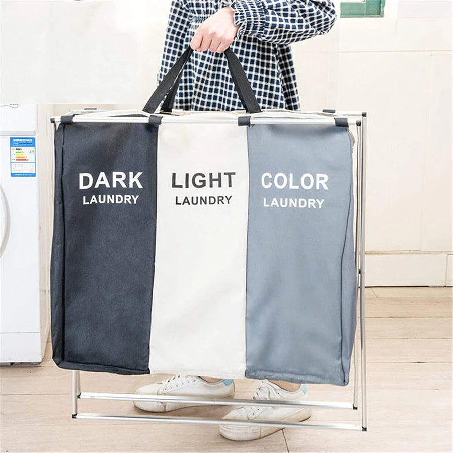 3 compartment laundry basket