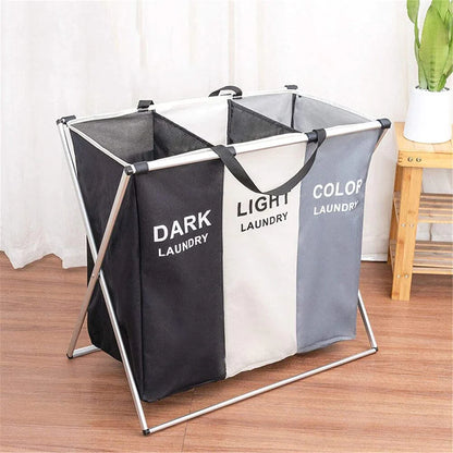 3 compartment laundry basket