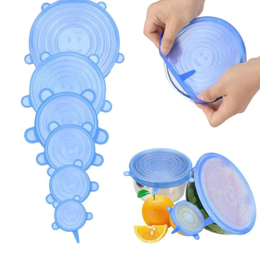 Silicone elastic food lids 6 pcs