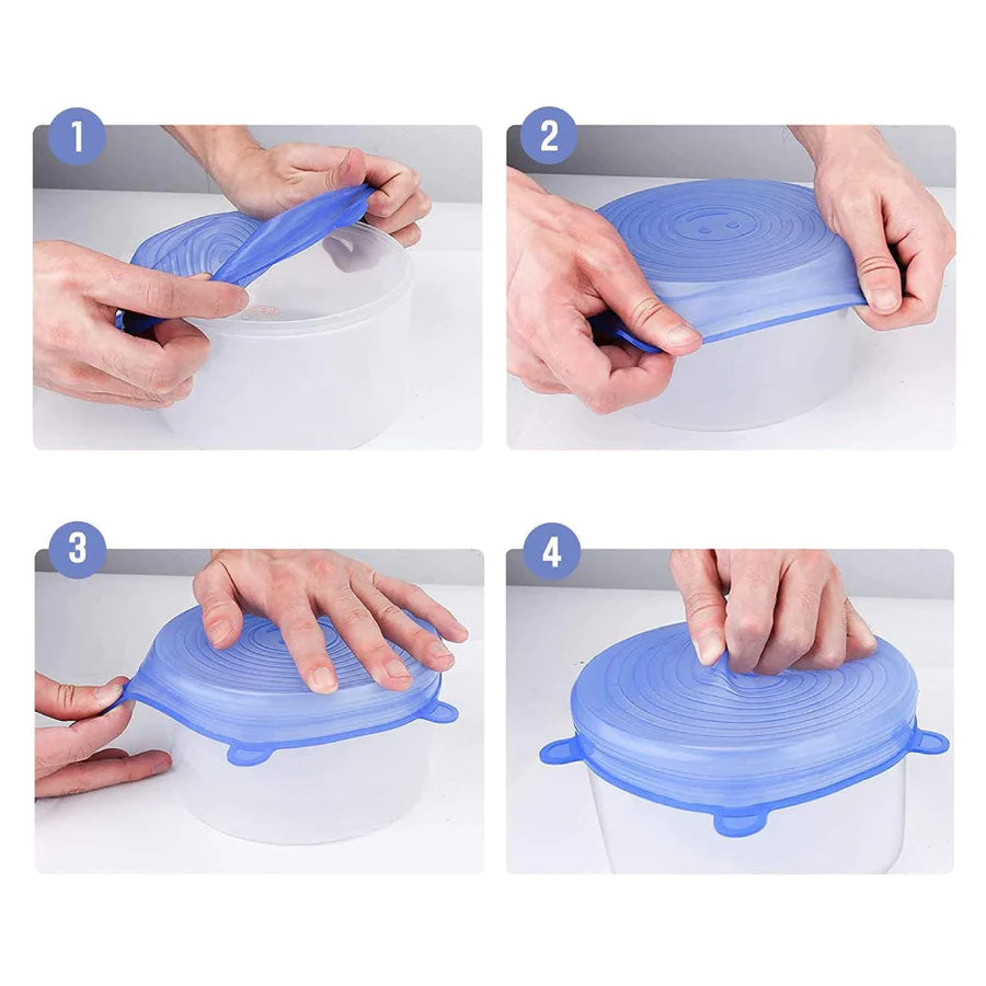 Silicone elastic food lids 6 pcs