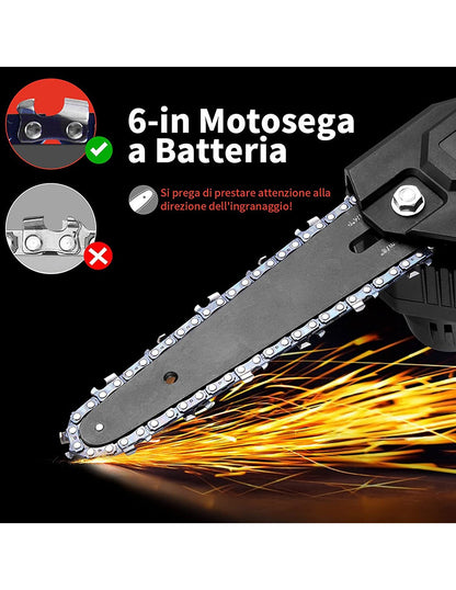 Mini Motosega Elettrica Cordless a Batteria 48VF Lama 5.5 Pollici per Potare Con OLIO