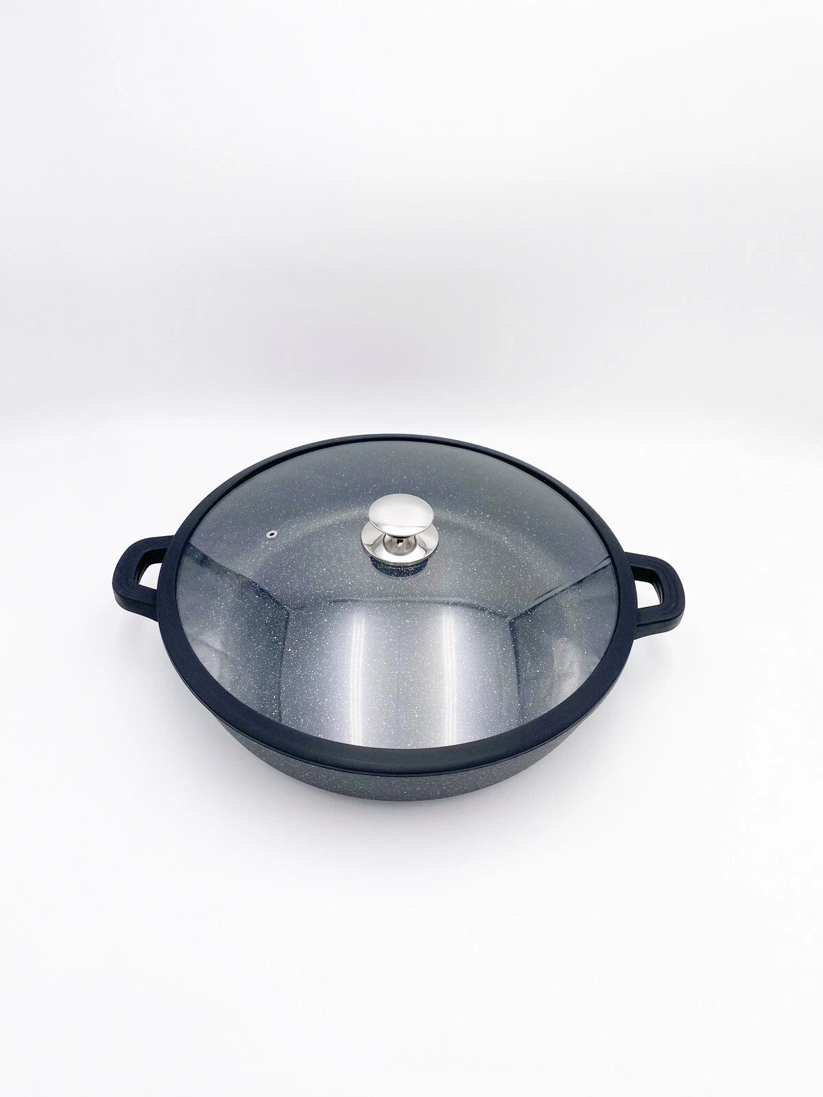 Tegame 36 cm Bavaria Pietra Vulcanica Antiaderente Coperchio Vetro Antiurto
