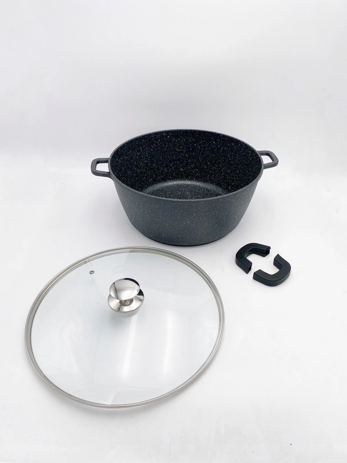 Casseruola 36cm Bavaria In Antiaderente Pietra Con Coperchio In Vetro Induzione