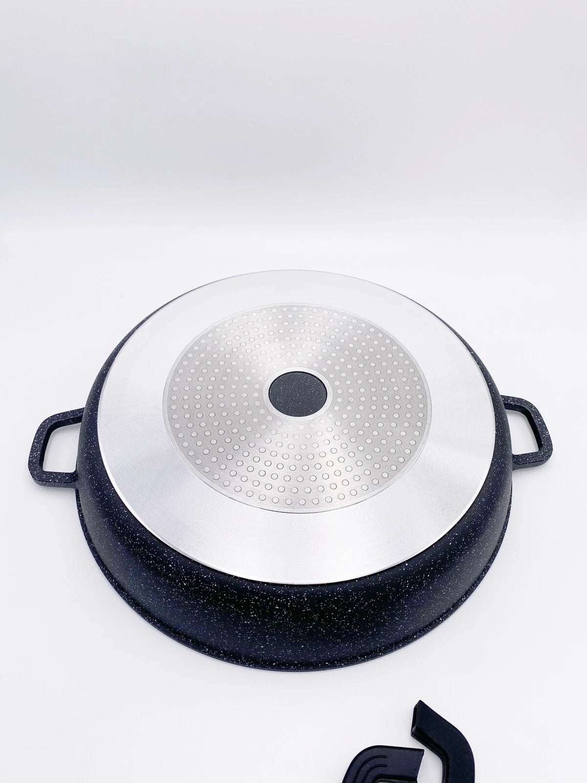 Tegame 36 cm Bavaria Pietra Vulcanica Antiaderente Coperchio Vetro Antiurto