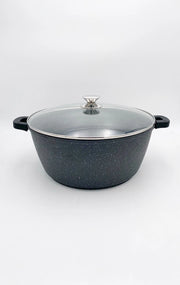 Casseruola 32cm Bavaria In Antiaderente Pietra Con Coperchio In Vetro Induzione