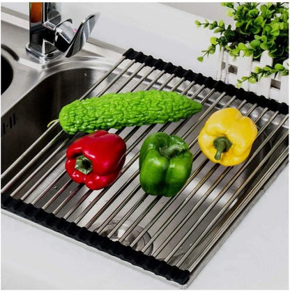 Multi-function folding dish drainer for sink