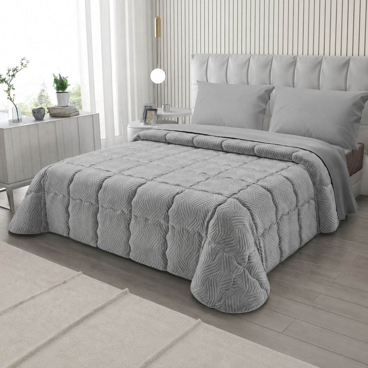 Trapunta Allegra Matrimoniale in Velluto Made in Italy 🇮🇹   Calda, Morbida ed Elegante, Disponibile in 4 Colori