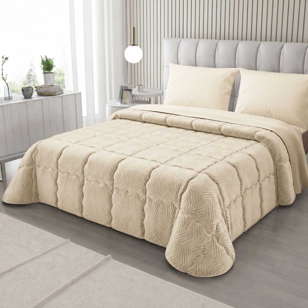 Trapunta Allegra Matrimoniale in Velluto Made in Italy 🇮🇹   Calda, Morbida ed Elegante, Disponibile in 4 Colori