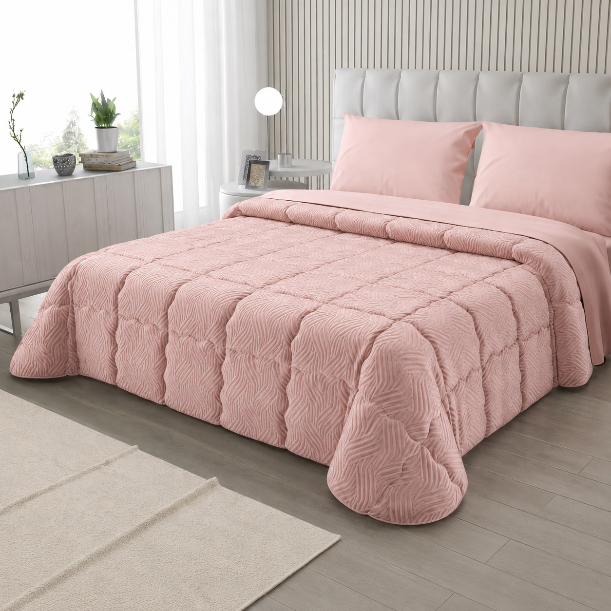 Trapunta Allegra Matrimoniale in Velluto Made in Italy 🇮🇹   Calda, Morbida ed Elegante, Disponibile in 4 Colori